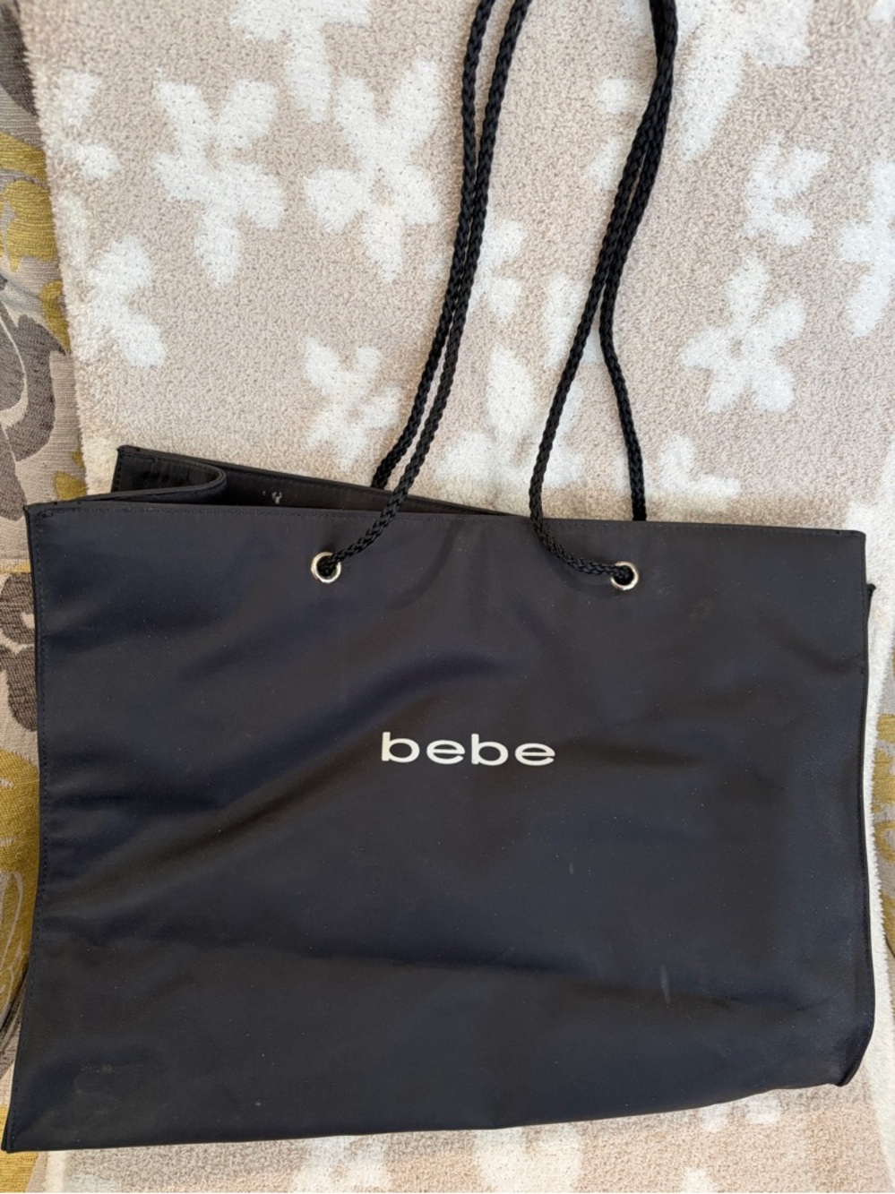BeBe Black Satin Tote Bag